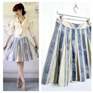 Anthropologie Maeve Skirt Blue Pitter Patter Pleated Full A-line Womens Size 8